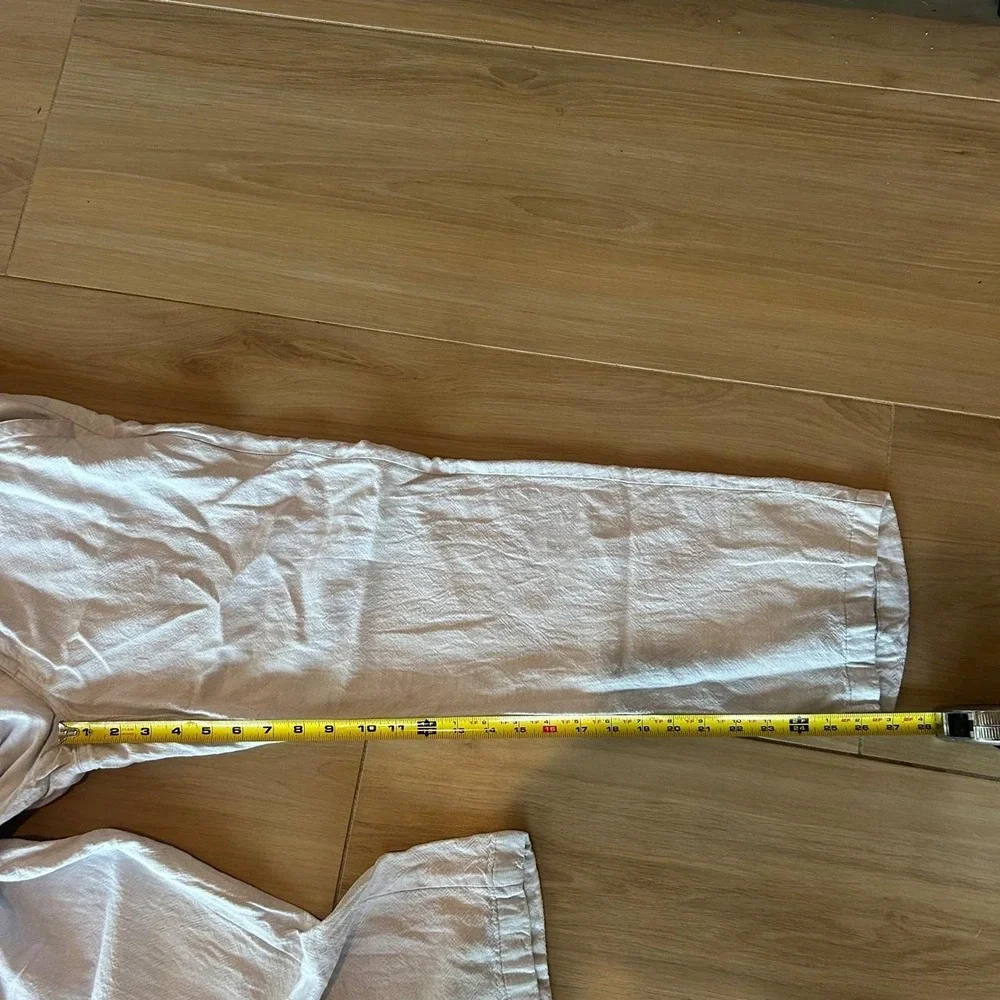Cubavera cream white baggy linen pants with drawstring waist, size M
